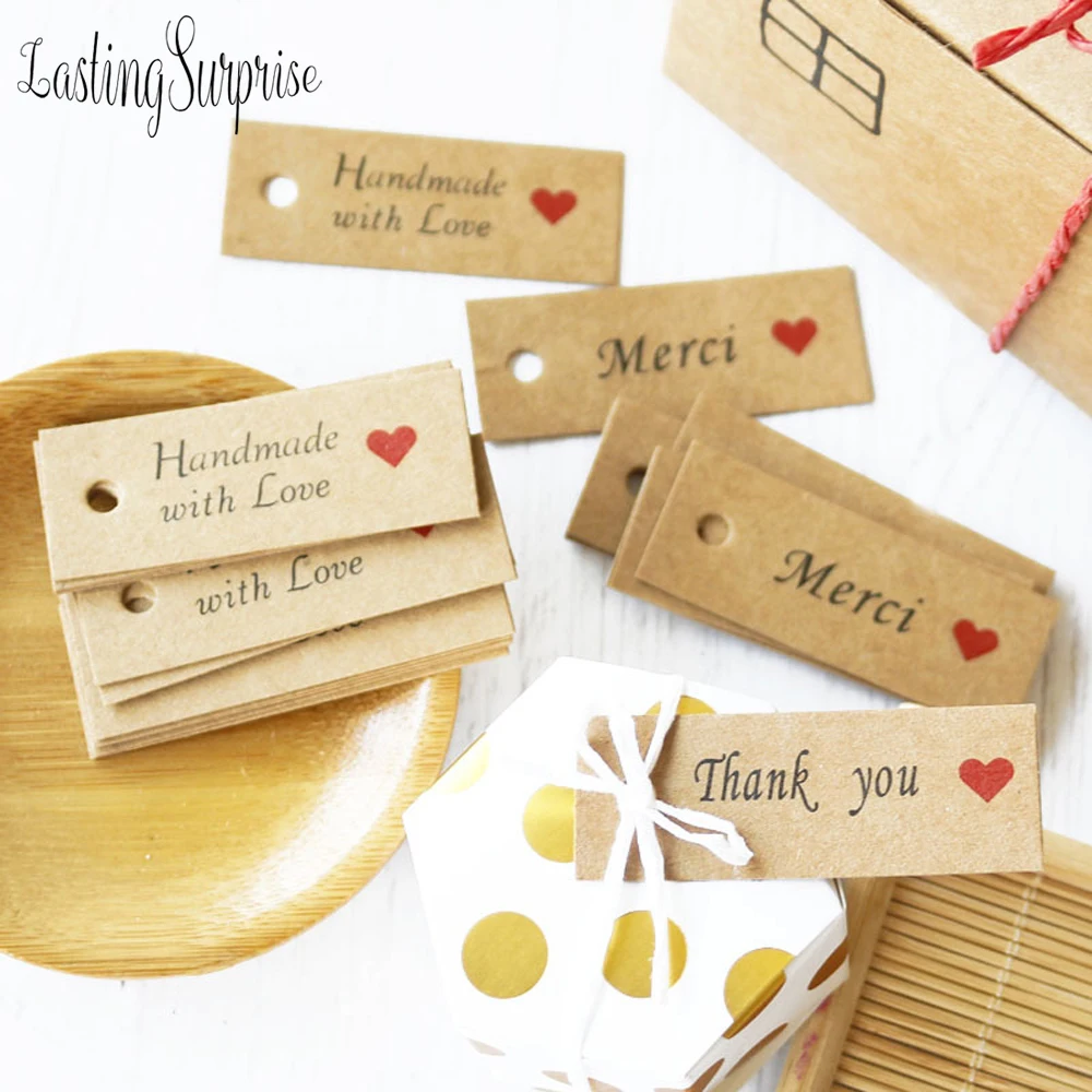 100 шт. подвесные ярлыки из крафт бумаги Thank You With Love|Украшения своими руками для