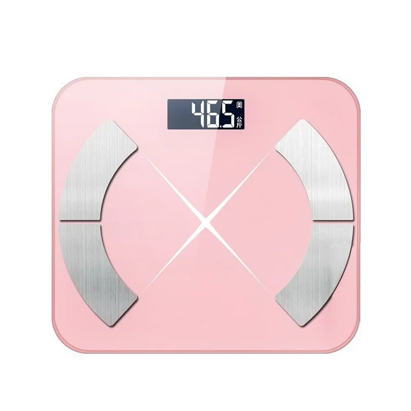 Pink Весы для жировых отложений, напольные, электронные, светодиодный, цифровые весы для ванной, весы, Bluetooth, приложение, анализатор здоровья - Цвет: Pink