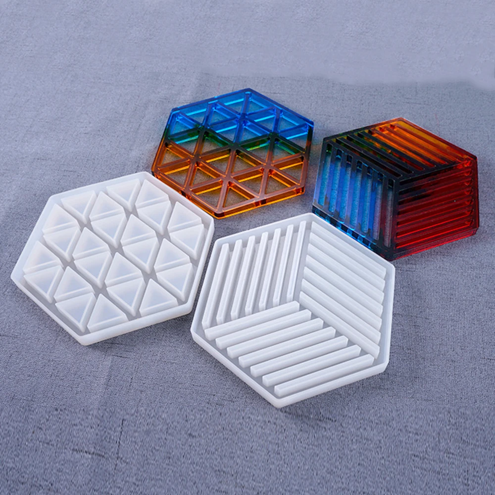 

2 Style Coaster Concrete Silicone Mould Diamond Stripe shaped Design DIY Epoxy Resin Gypsum Crafts Cement Tray Clay Jewelry Mold