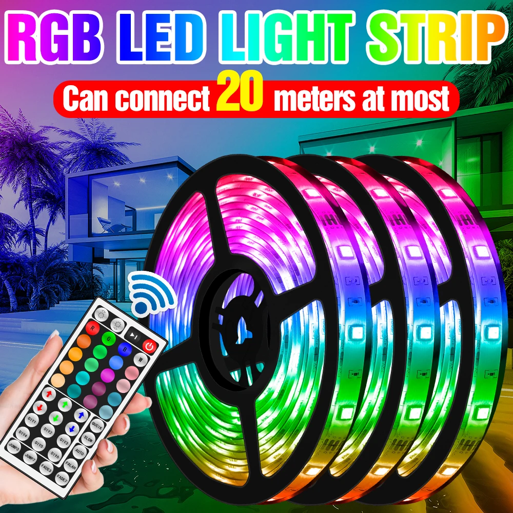 

LED RGB 5050 Light Strip DC 12V Adapter Diode Tape Ribbon Waterproof USB LED RGB Flexible Lighting Wireless Remote Control Lamp