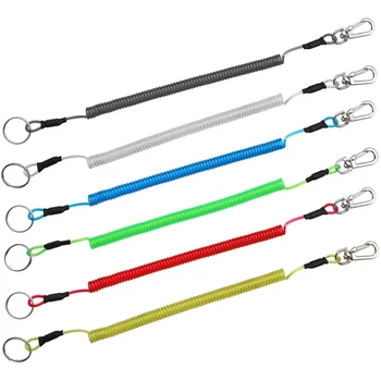 

Fashion Elastic Coil Stretch Tether Key chain Ring For Fishing Lobster Clasp Hook Lockable Key Cord key koord Sleutel For Men
