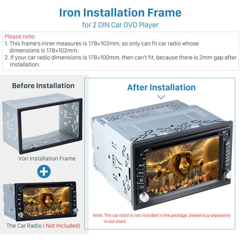 

2DIN Silver Car Stereo Install Dash Bezel Panel Radio DVD Player Mount Frame Kit
