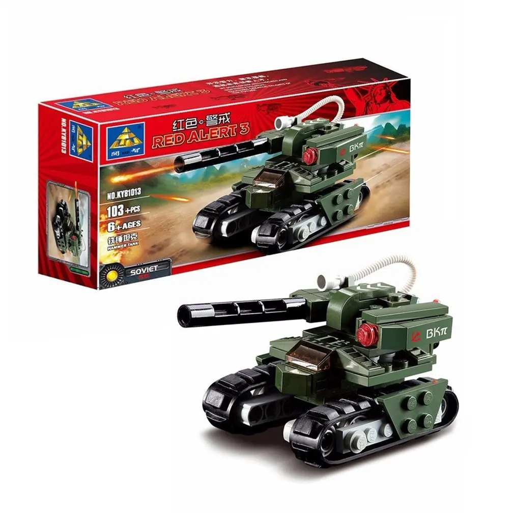 OCDAY 103 шт./компл. строительные блоки молоток Танк красный оповещение 3 Военный танк ведущий Кирпичи Модель игрушки для детей подарок Танк