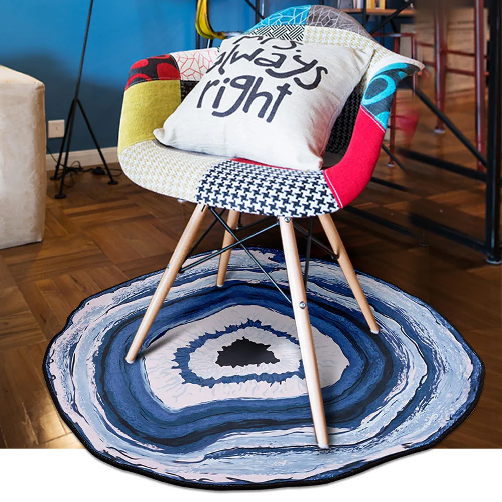 

Anti-Skid Geode Rock Floor Rugs Dining Living Room Bedroom Carpet Floor Mat Circular carpet Annual ring printed non-slip mats