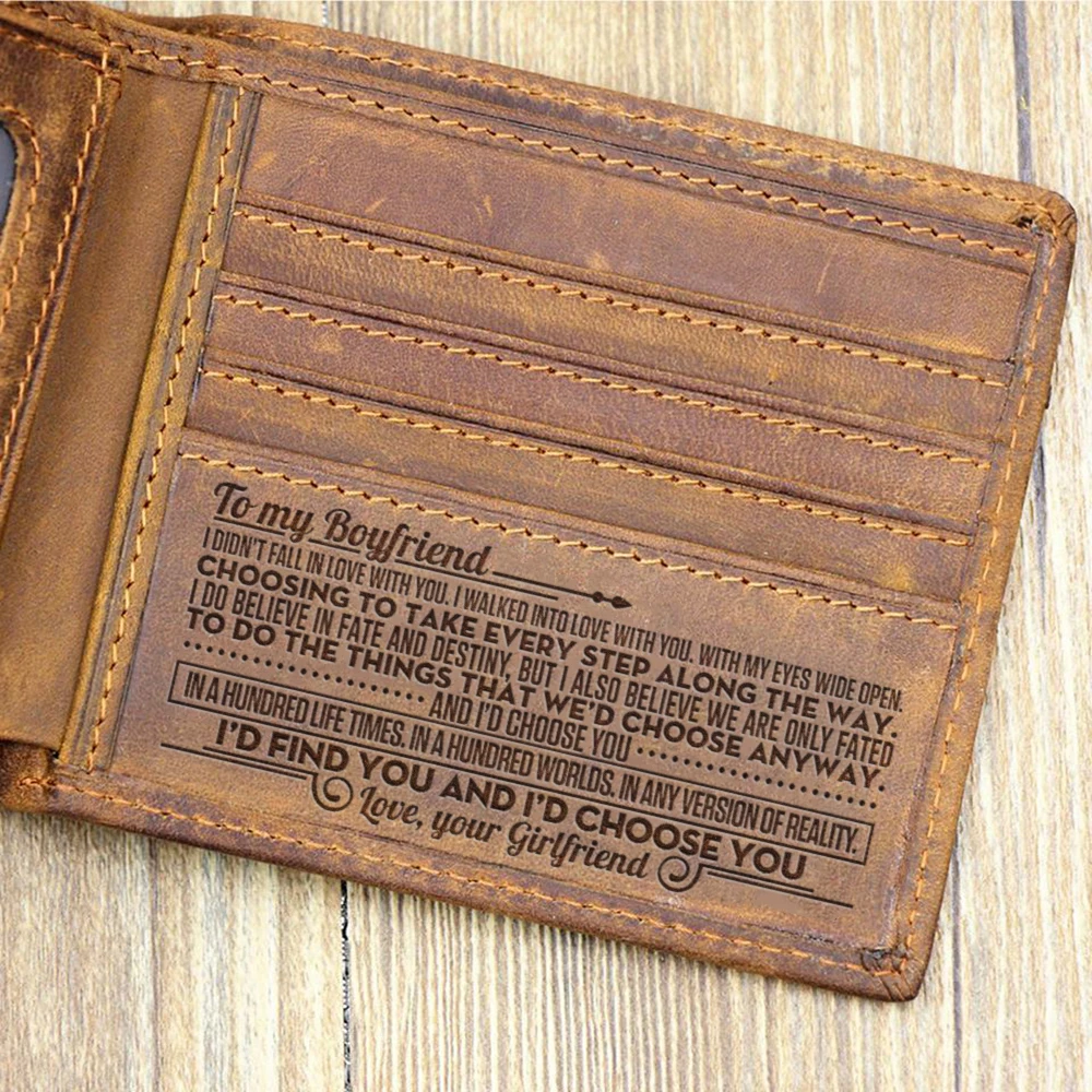 WCR11 "TO MY BOYFRIEND"-Custom Leather Wallet,Engraved Gifts for men on Birthday,Valentine's Day,Christmas Day Drop Shipping - Color: WCR11