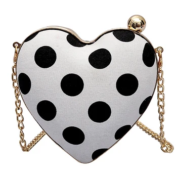 

QZUnique Women 3D Love Heart Shoulder Handbag Evening Chain Crossbody Messenger Clutch Bag Purse White