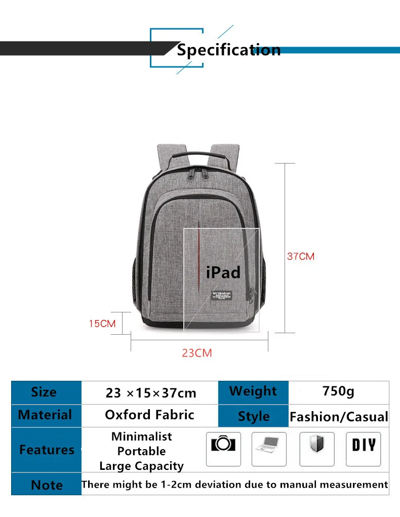 Waterproof Camera Backpack Professional Protective Cover Case Fashionable Bag for Canon Nikon