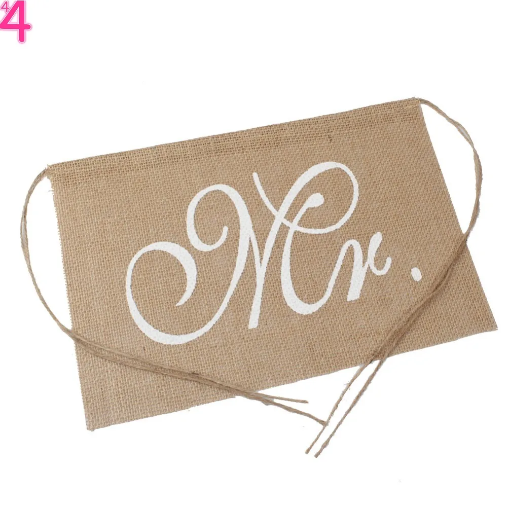 

Lace Burlap Bows Mr. & Mrs Burlap Chair Banner Set Chair Sign Garland Rustic Wedding Party Decoration (Chair Banners)