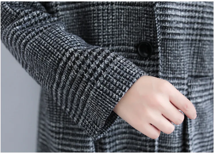 Autumn And Winter New Style Thousands of Birds Pattern Korean-style Woolen Jacket Large Size WOMEN'S Coat