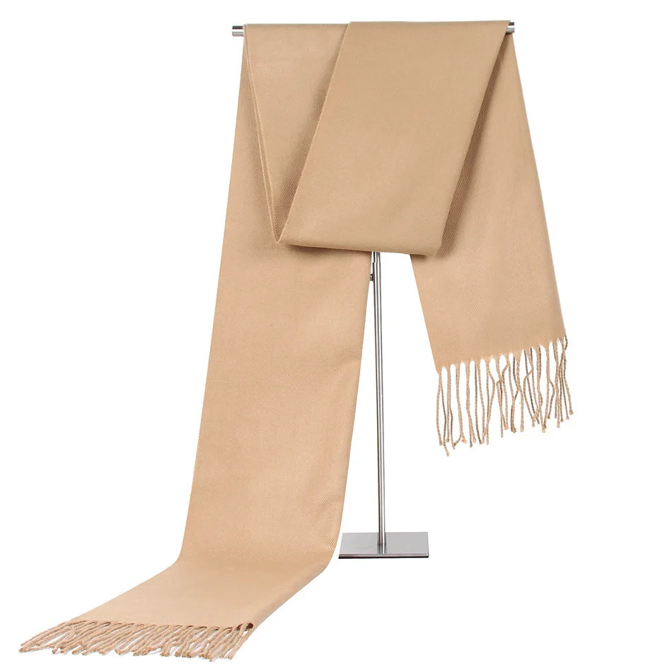 

2019 New Business Casual Men's Scarf Warm Winter Long Faux Cashmere Male Shawl Tippet Khaki Red Scarf Tassel Scarves For Men