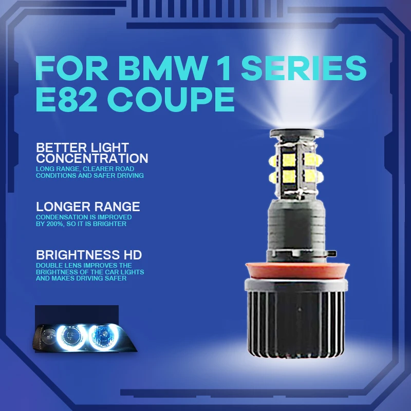 Indicatore Led Ad Alta Potenza 3200Lm Indicatore Led Bianco 240W H8 / H11 Led Angel Eyes Marker Per Bmw Serie 1 E82 Coupé 2008 2009 2010 2011