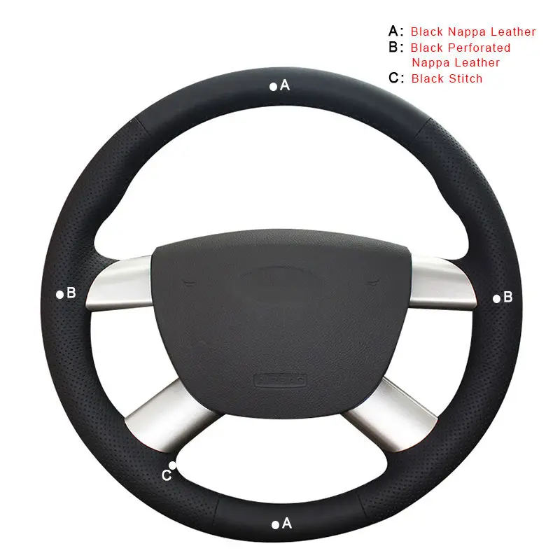 Авто оплетка на крышке рулевого колеса для Ford Kuga 2008-2011 Focus 2 2005-2011 C-MAX 2007-2010 колпаки для автомобильных колес автостайлинг - Название цвета: Top Layer Leather