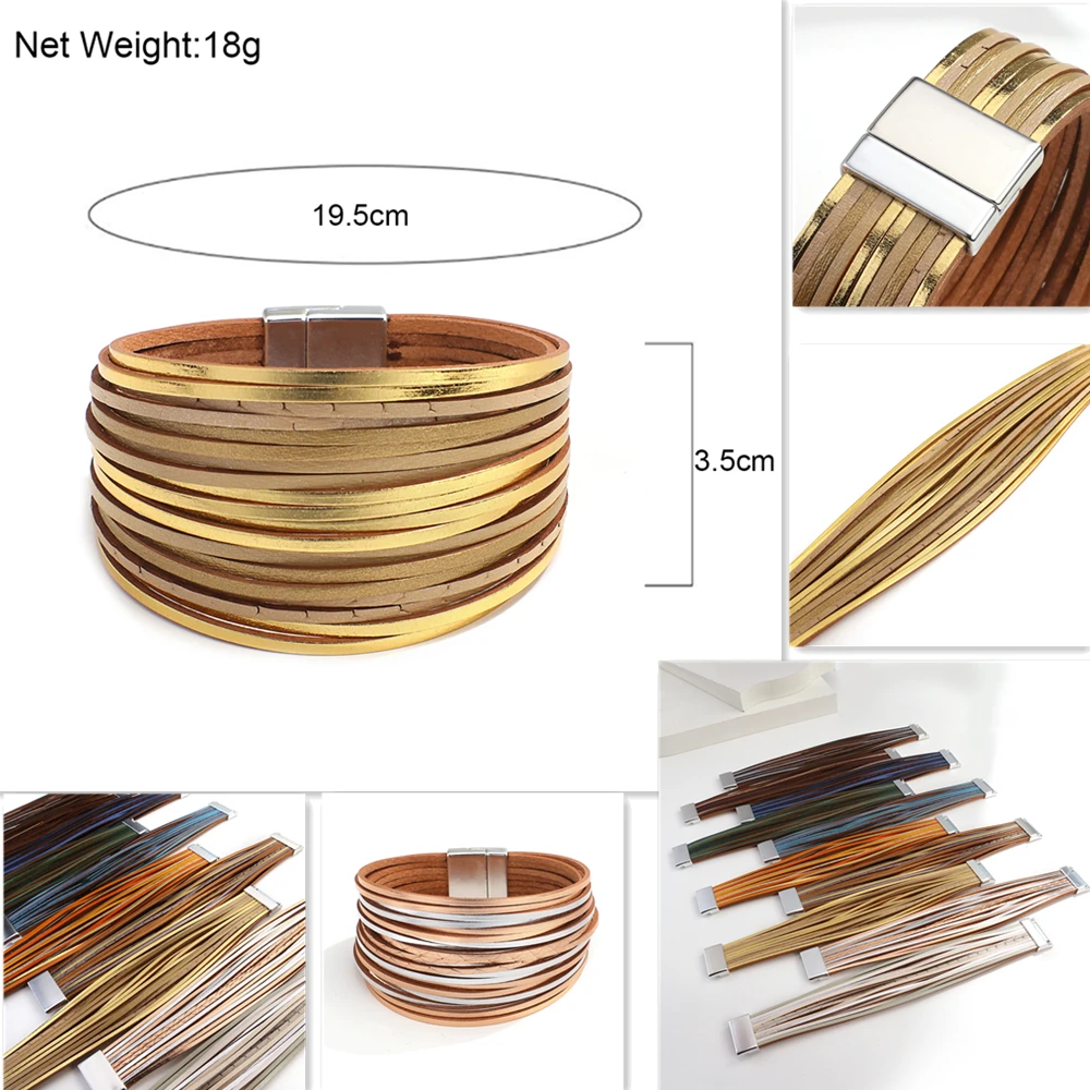Boho Thin Strip Multilayer Leather Bracelets for Women Men Fashion Multicolor Shred Wrap Bracelet Simple Unisex Jewelry Leather Bracelet