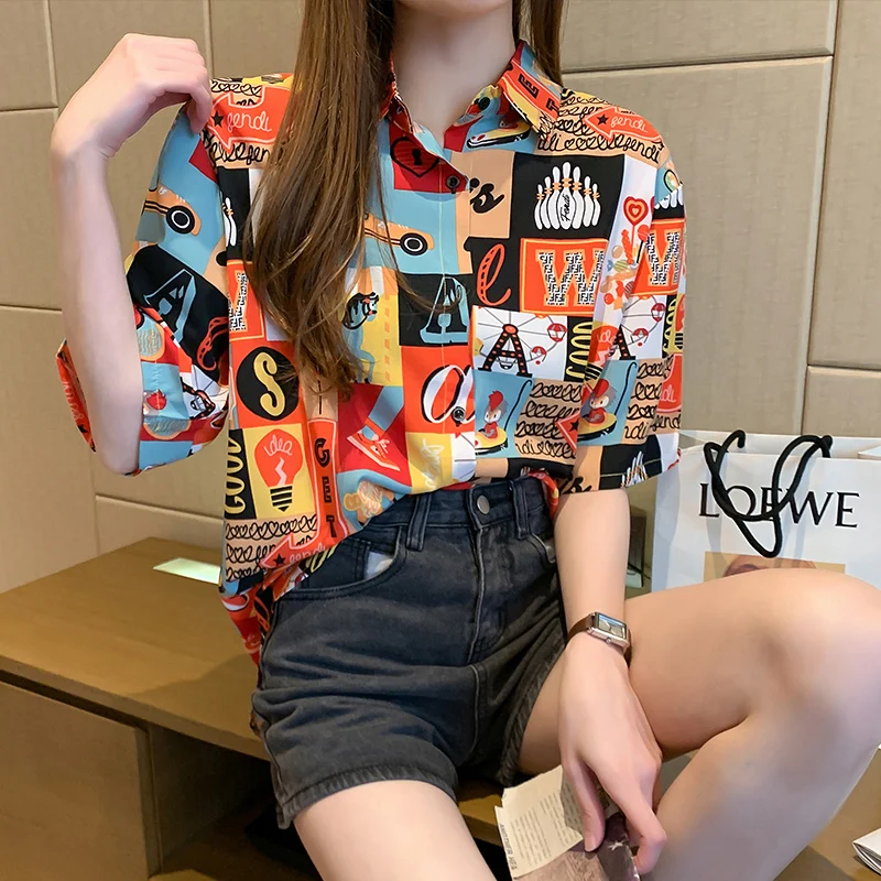 Oversize Blouse Women New 2020 Summer Tops Shirt Womens Tops and Blouses Short Sleeve Printted Plus Size Funny Tee Shirt Femme