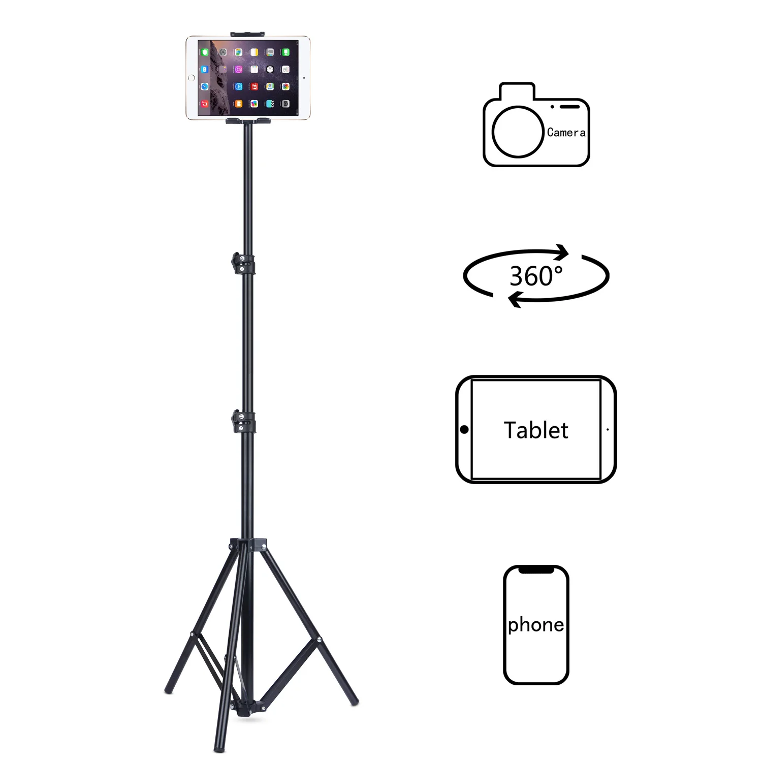 Suporte para Tablet Suporte para Ipad Altura do Telefone Ajustável para Samsung Pro para Iphone Tripé Tripod 12.9 Pro 11 12 Celular 8 9.7 10.1 - Imagem 3