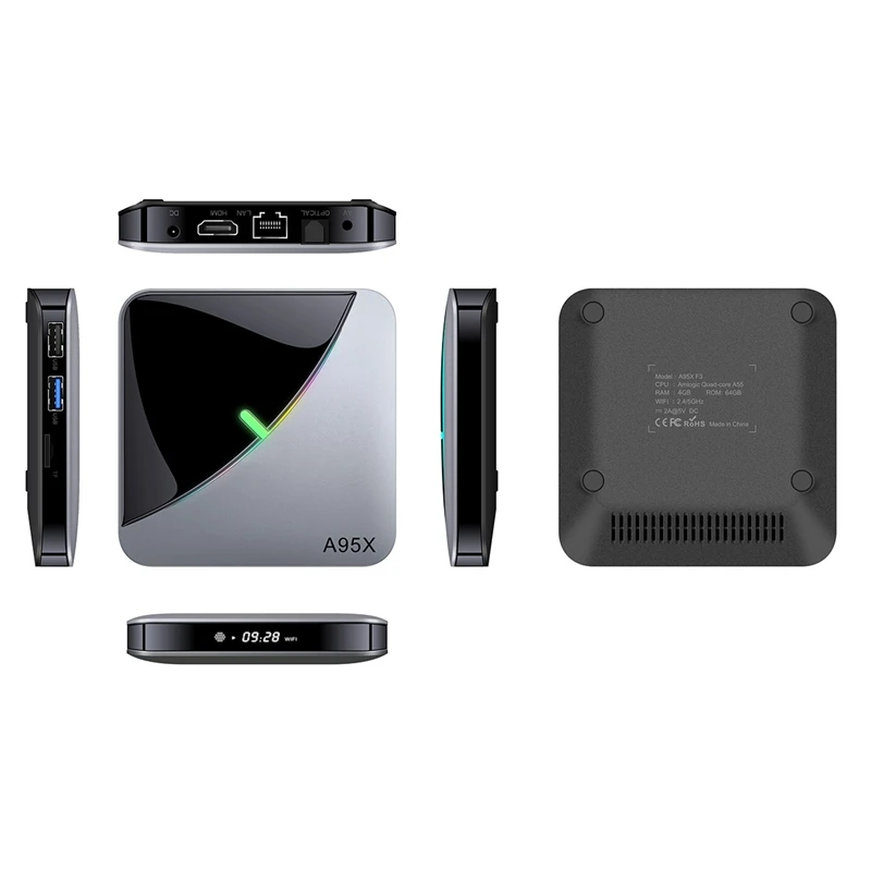 A95X F3 Air 6 RGB светильник ТВ приставка Android 9,0 S905X3 Wifi 4K 60 Fps для Youtube медиаплеер A95XF3 AIR X3 телеприставка с европейской вилкой