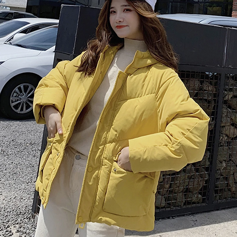 

Winter jacket female student Korean loose padded thick coat Warm casual hooded jacket