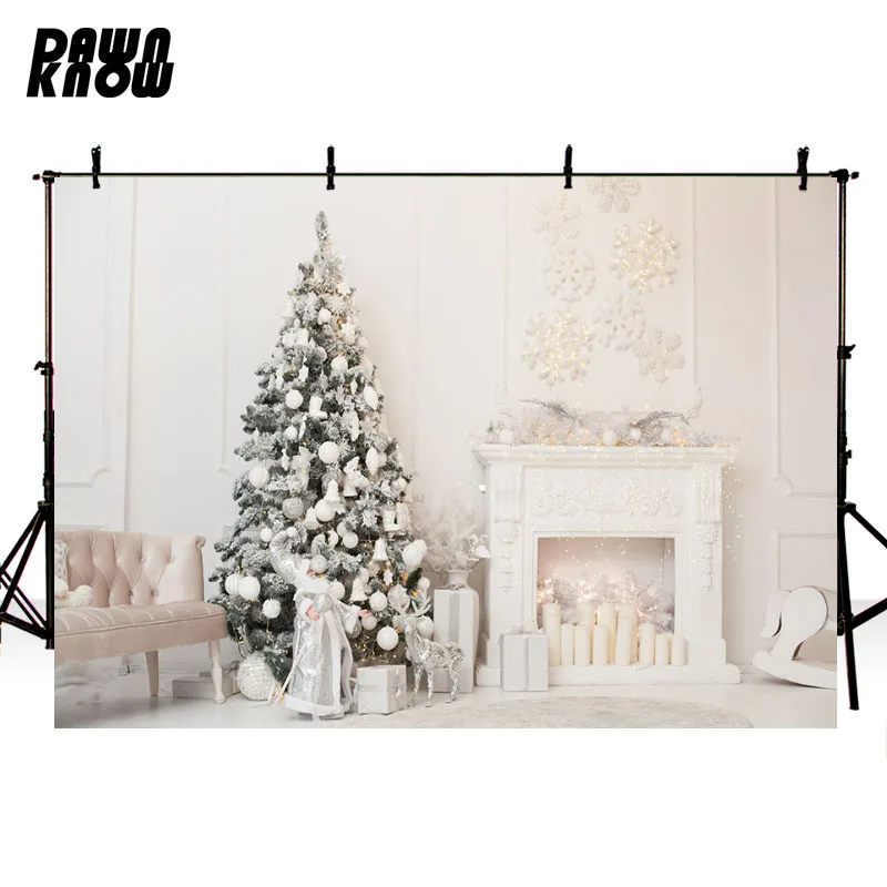 DAWNKNOW задний фон с веселой рождественской елкой для фотосъемки Fotografia Белая Стена