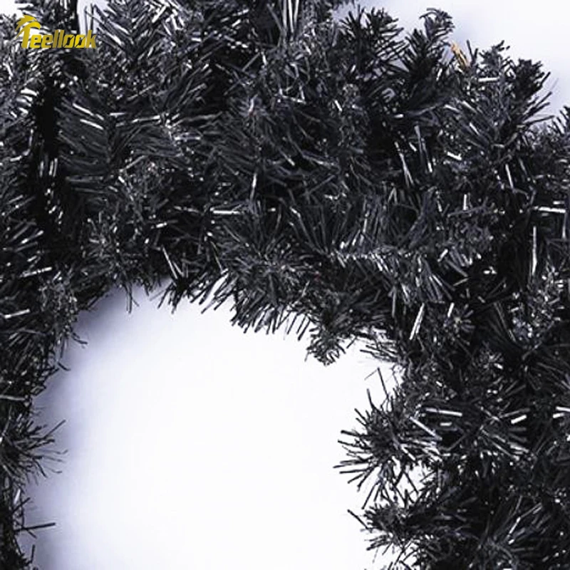 Teellook ПВХ-ткань черного цвета Рождество декоративный венок Рождество для отелей, моллов украшения дома
