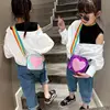 Rainbow Love-Mini monedero para niñas pequeñas, pequeño bolso de hombro cuadrado para niños, de cuero PU, cruzado ► Foto 3/6