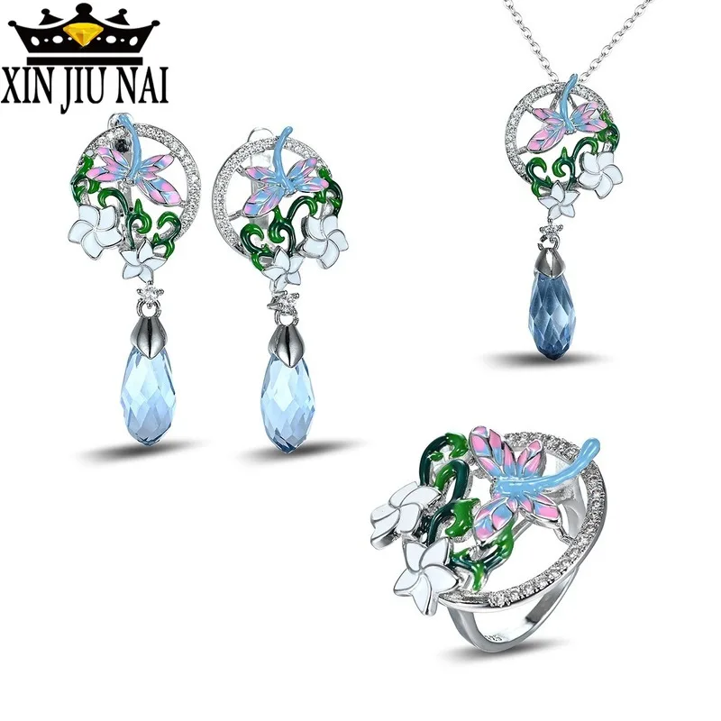 

2020 hot new arrival arrives personality luxury retro delicate enamel color cute dragonfly women's prom banquet jewelry set