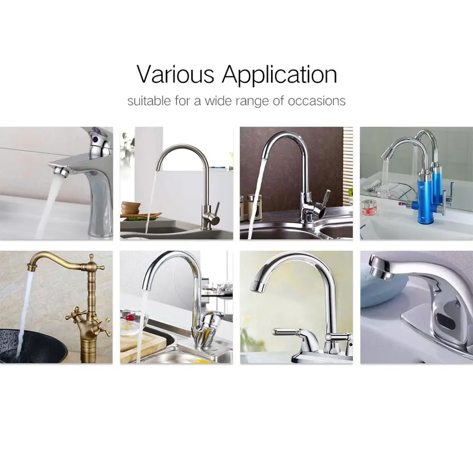 Gebildet Aeratore Rubinetto Girevole a Grande Angolo 360 Gradi, per Rubinetto Lavandino Bagno Cucina Domestica (con Adattatore Tubo Mobile), Ugello Vasca Bagno ad Alta Pressione Ruota Ricambio (2pcs
