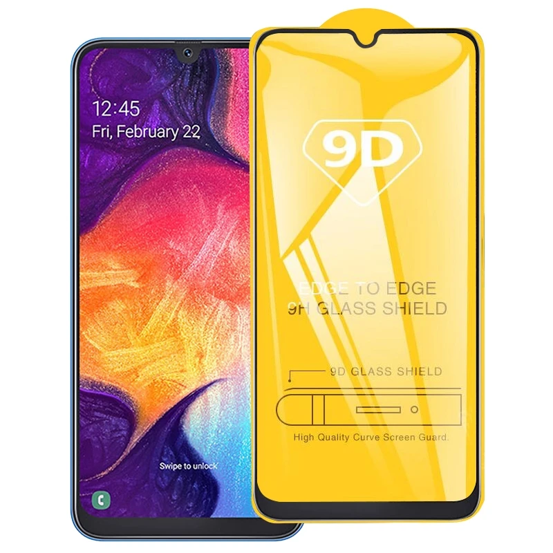 Стеклянная пленка для Galaxy A10 A20 A30 A40 A50 A80 A90 9D полноэкранный передний стеклянный