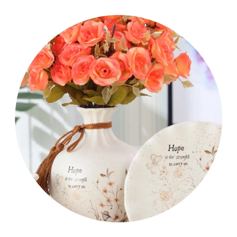 3Pcs）European Ceramic Vase Dried Flowers Flower Arrangement Wobble Plate Living Room Entrance Ornaments Home Decorations 5