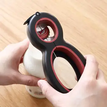 

Durable Can Opener Cans Stainless Steel Sturdy Puller Opener Bottle Caps Family Six in One Bottle Opener Tool Kitchen Jar Lids