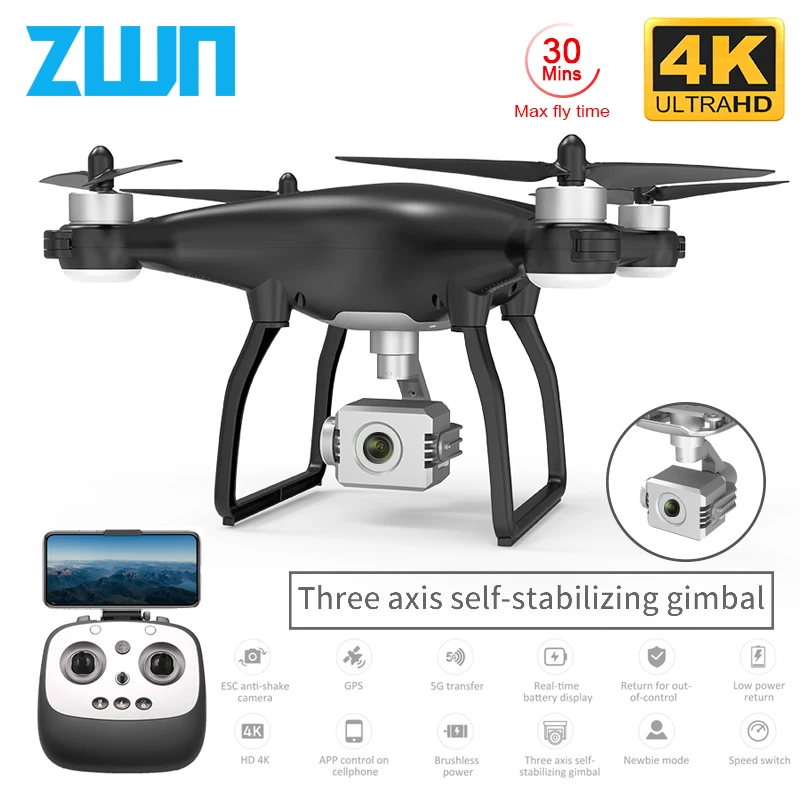 ZWN X35 Pro GPS Drone with WiFi 4K HD Camera Three Axis Gimbal Profissional RC Quadcopter Brushless Motor FPV Dron Vs SG906 Pro|RC Quadcopter| - AliExpress