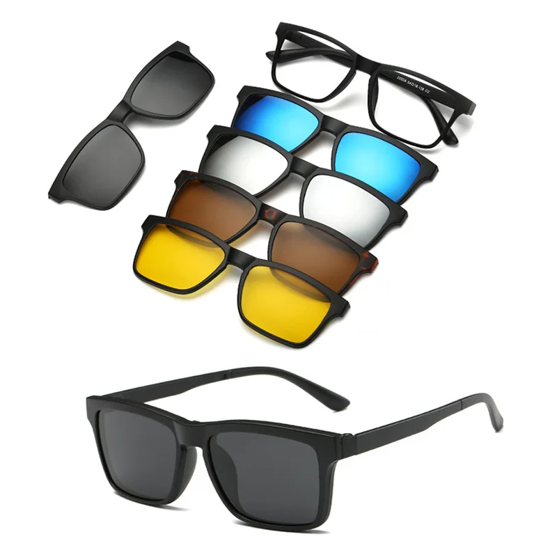 Billige Mode Optische Spektakel Rahmen Männer Frauen Mit 5 Clip Auf Sonnenbrille Polarisierte Magnetische Gläser Für Männliche Myopie Brillen RS159