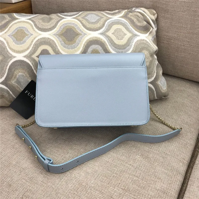 Оригинальные женские сумки FURLA, высококачественные женские меховые кожаные сумки дымчатого синего цвета, размер 25 см x 9 см x 17 см