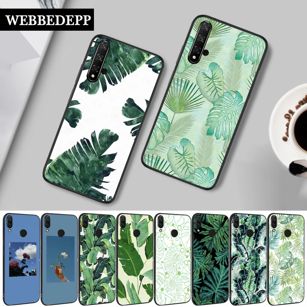 42W Green Leaf Silicone Case for Huawei honor 6A 7A Pro 7X 8 Lite 8X 8C 9 9X Note 10 View 20 | Мобильные телефоны и