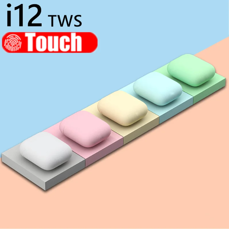 Auriculares Tws i12, inalámbricos por Bluetooth 5,0, auriculares Macaron mate, auriculares manos libres con micrófono y caja de carga para todos los teléfonos
