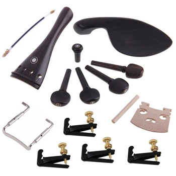 

15Pcs Violin Parts Ebony Wood 4/4 Violin Parts Accessories Bridge Chin Rest Tuners Tail Guitar Musical Instruments