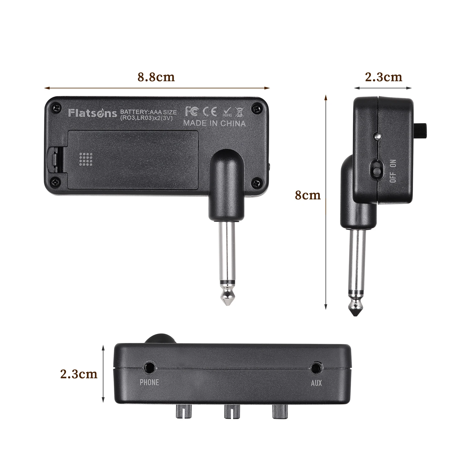 Flatsons F1R Mini Headphone Guitar Amp Amplifier with 3 5mm Headphone Jack AUX Input Plug and Play guitar parts