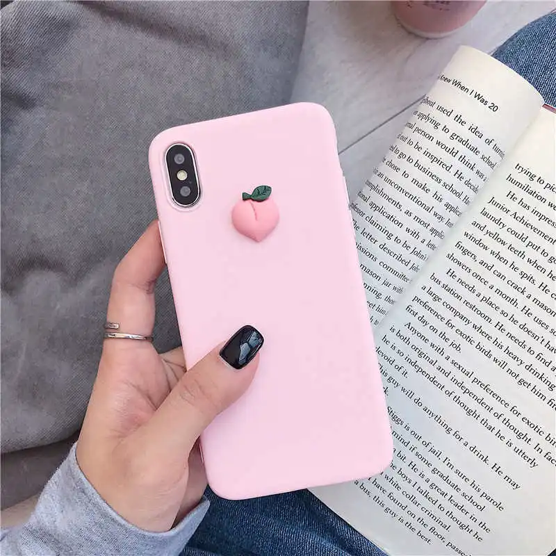 light pink peach Милый 3D фрукт банан персик виноград чехол для samsung Galaxy S10 5G S10E S9 S8 plus S7 S6 edge Прекрасный Мягкий ТПУ задняя крышка funda capa - Цвет: light pink peach