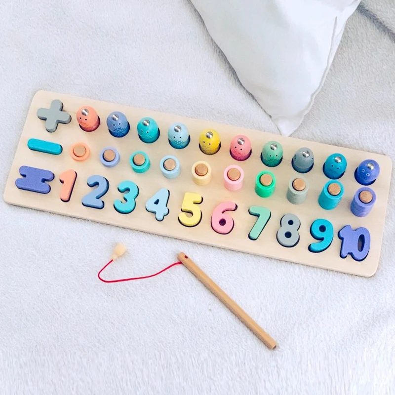 Деревянные игрушки Цифровая подходящая доска для рыбалки игрушка раннее развитие ребенка обучающая Математика игрушки для детей