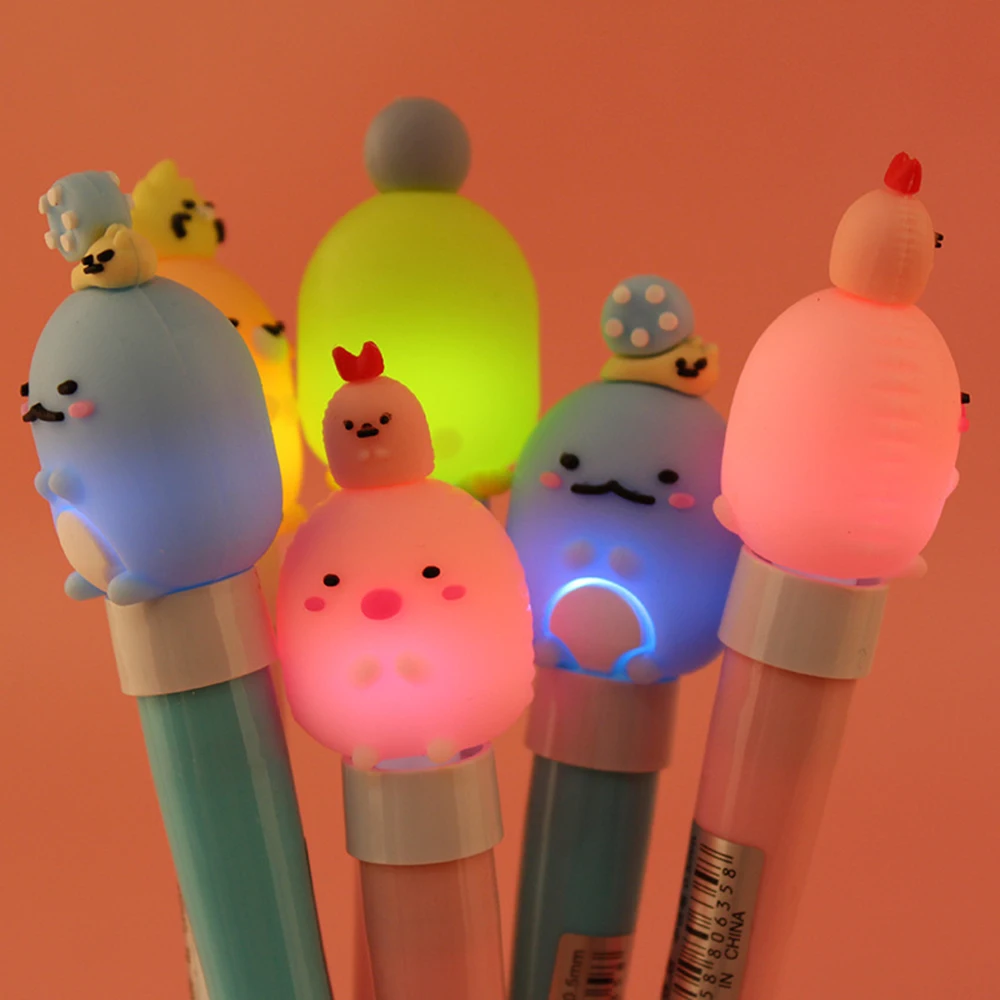 

1 Pcs Sumikko Gurashi Gel Pen Cartoon LED 0.5mm Black Ink Writing Light Glow Pen Office School Stationery Supply