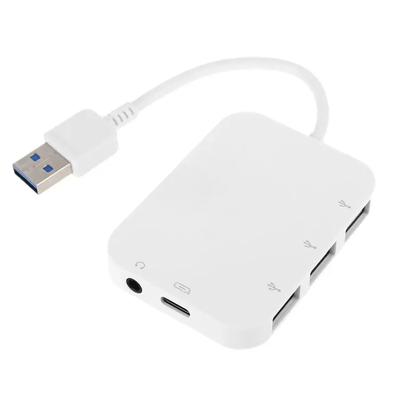 

USB to 3x USB 3.0 Hub Adapter USB C Charging 3.5mm Audio Output for PC Laptop R9JB
