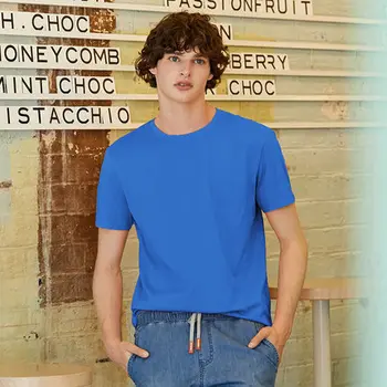 

2020 Summer Men's Short Sleeve T-Shirt Simple Round Neck Stretchable New Plain Trend Men's T-Shirt