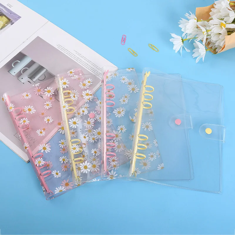A5 A6 PVC Transparent Cute Little Daisy Notebook 6 Hole Loose-Leaf Notebook Shell Journal Planner Office Stationery Supplies