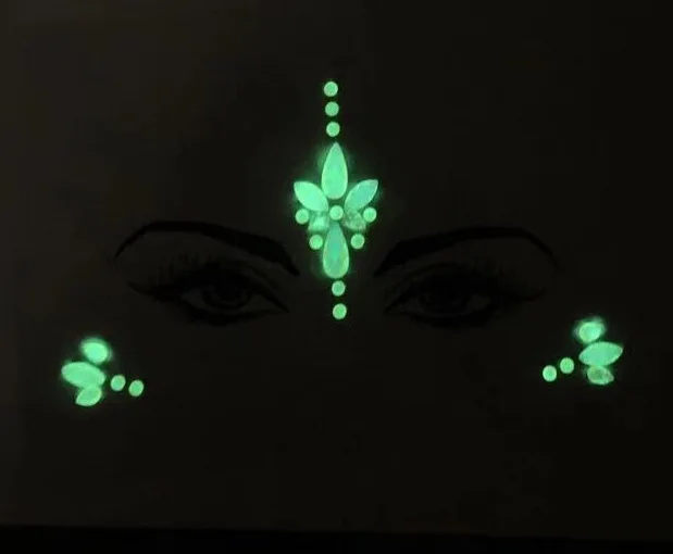 Calavera Мексиканская наклейка на лицо с кристаллами светящиеся наклейки на глаза с блестками временные наклейки на тату Украшения для тела музыкальный фестиваль вечерние тату - Цвет: 3 Luminous Glitter