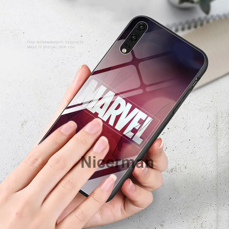 Marvel Железный человек Бэтмен герои закаленное стекло Чехлы для samsung Galaxy S10 S8 S9 Plus S10e Note 9 10 Plus A50 A30 чехол Coque