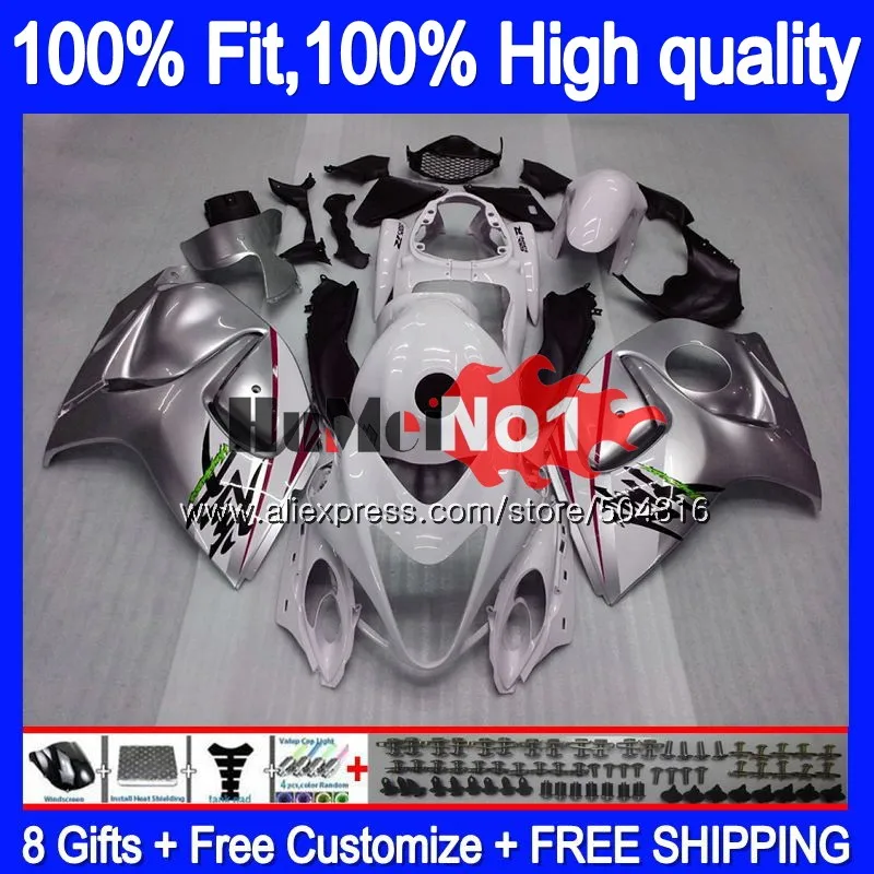 No. 1 Инъекции для SUZUKI Hayabusa GSXR 1300 GSXR-1300 29MC. 124 GSXR1300 2008 2009 2010 2011 2012 08 09 10 11 12 обтекатель серебристо-белый - Цвет: No. 1