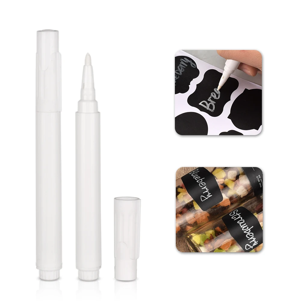 Rotuladores de tiza líquida blanca, adhesivo para pared frasco de cocina, pegatinas de especias, arte de oficina y escuela, rotulador borrable extraíble, 1 ud.