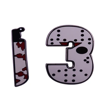 

Jason Friday the 13th Horror Enamel Pin set Halloween horror slasher film brooch