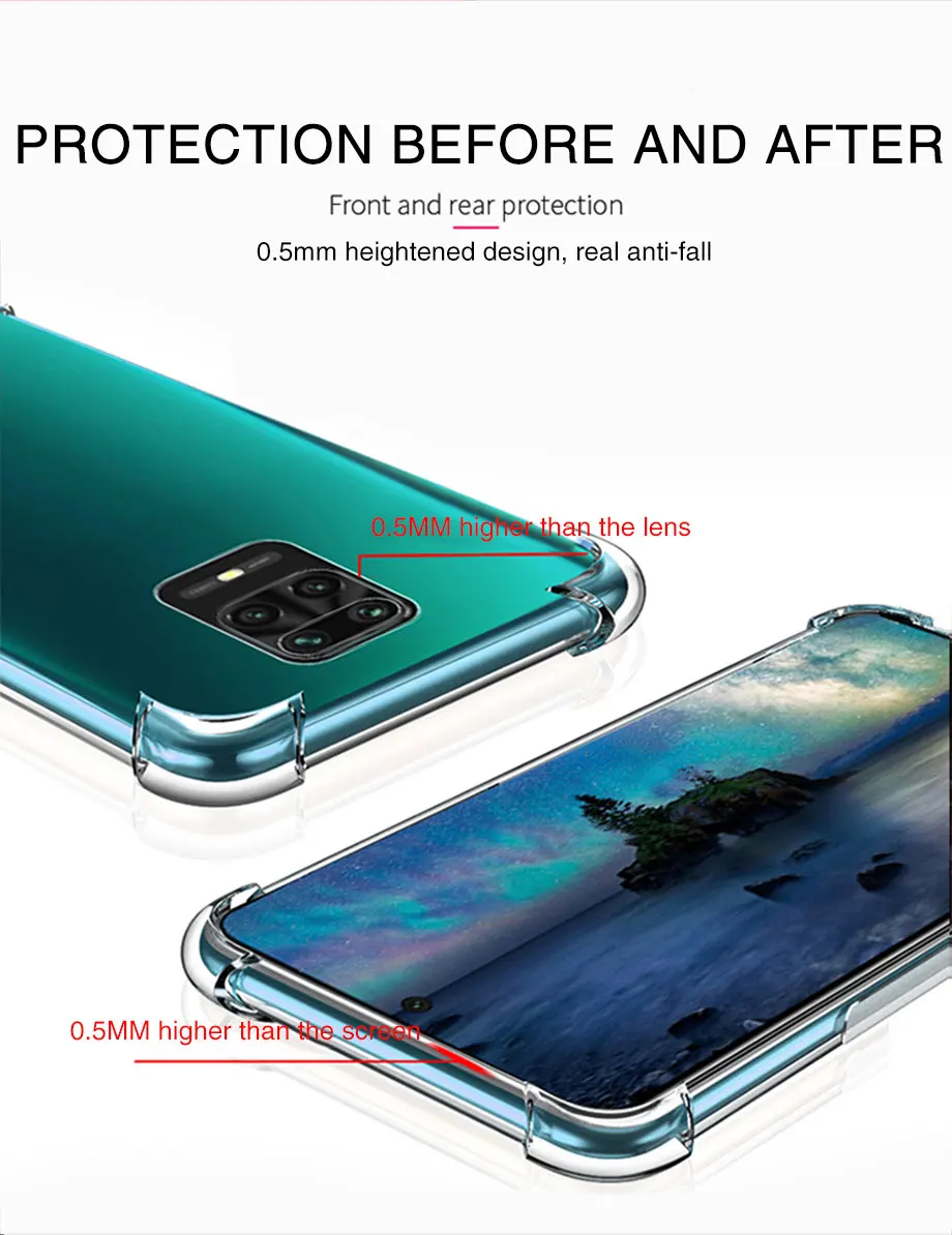 xiaomi leather case case Shockproof Case On For Xiaomi Redmi Note 9 8 7 6 Pro Max 9S 8A Transparent Silicone Case For Xiaomi 8 9 Lite CC9 Pro mi 9t Cover cases for xiaomi blue