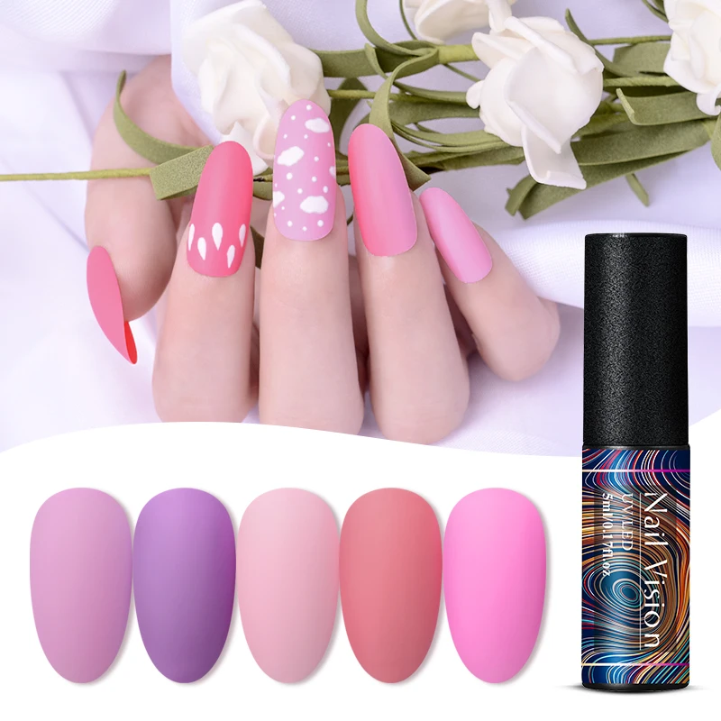 Nail Vision 5 мл матовое верхнее покрытие Цвет УФ-гель для ногтей розовая серия полуперманентный замачиваемый УФ-гель лак для ногтей