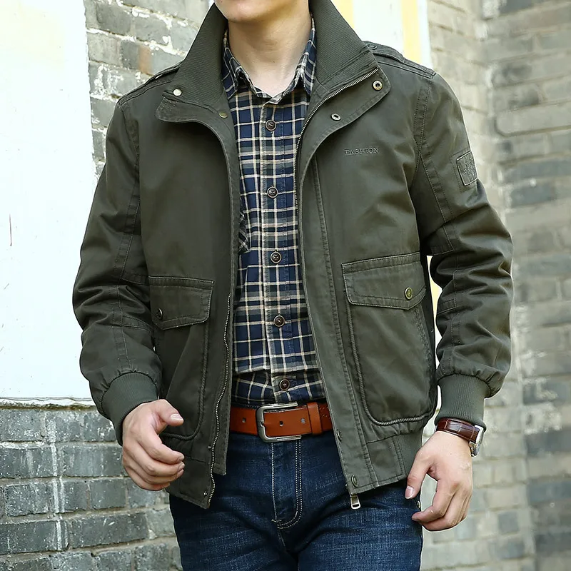 

Autumn New Style Jacket Men's Spring And Autumn Men Casual Large Size Stand Collar Military Jacket Thin Coat 2231